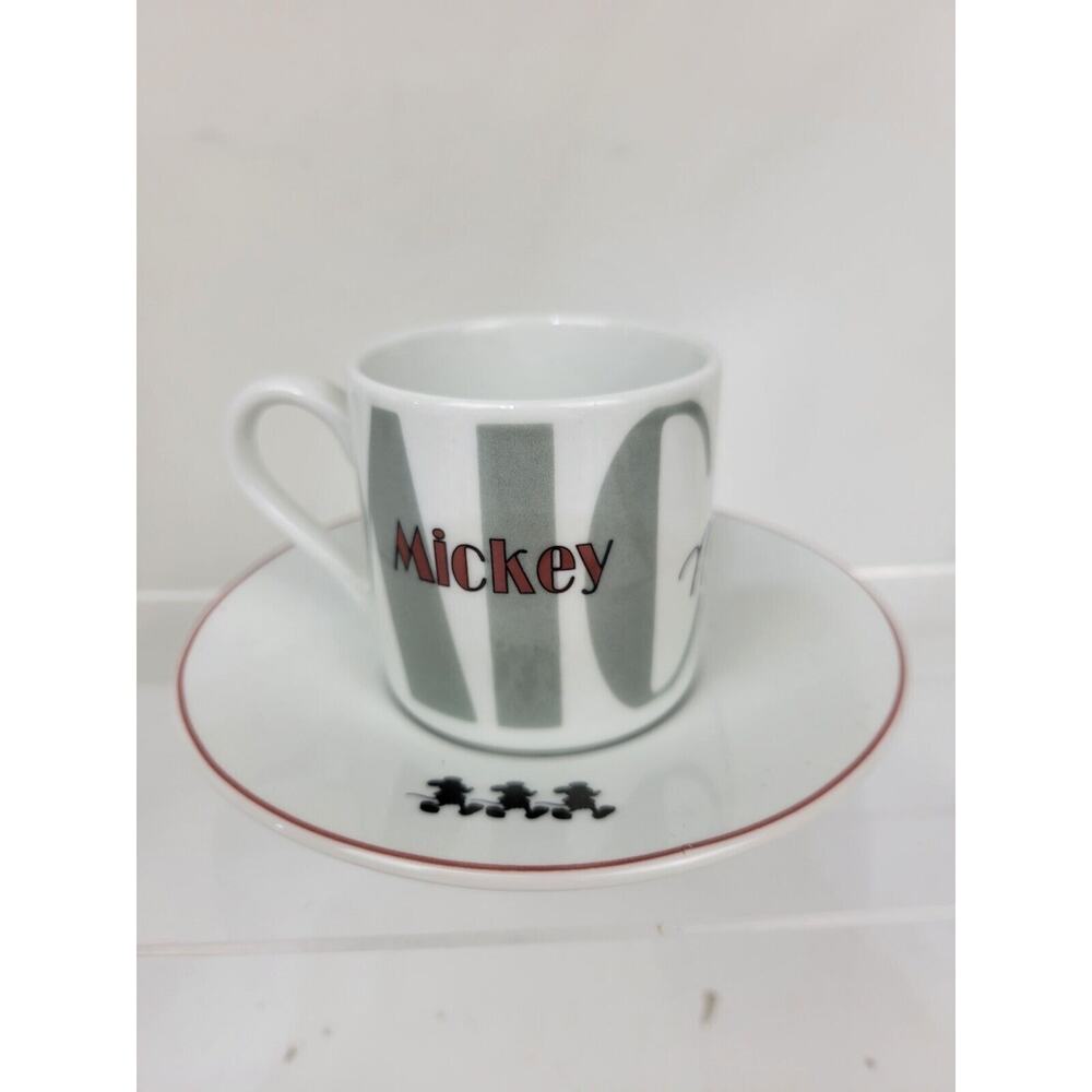 Disneyland Paris Exclusive Mickey Black Gray Demitasse Espresso Cup and Saucer